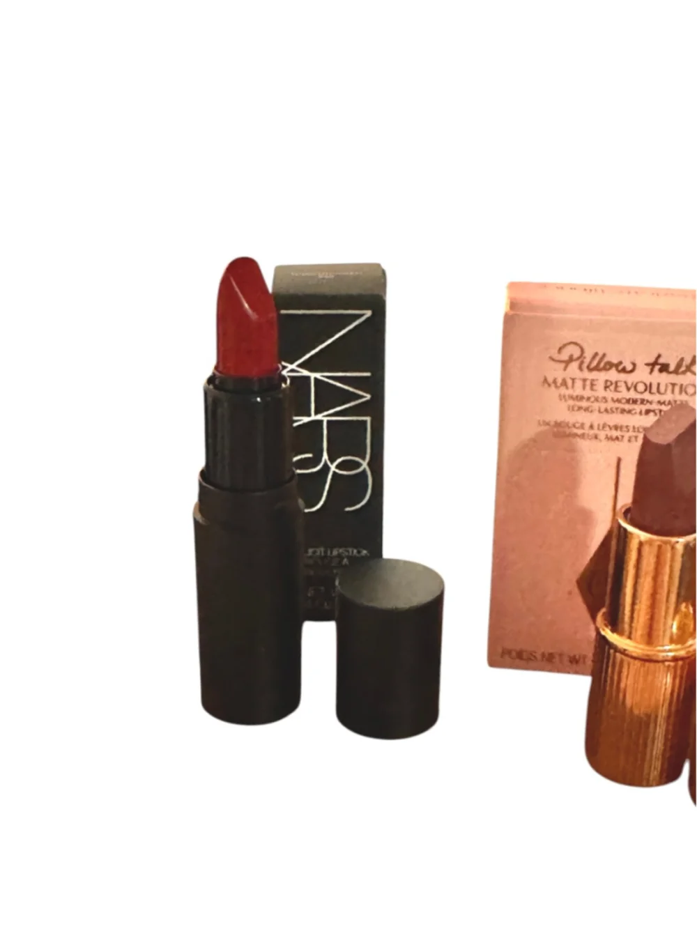 Mini NARS & Charlotte Tilbury Lipstick Set, true red and warm berry pink matte